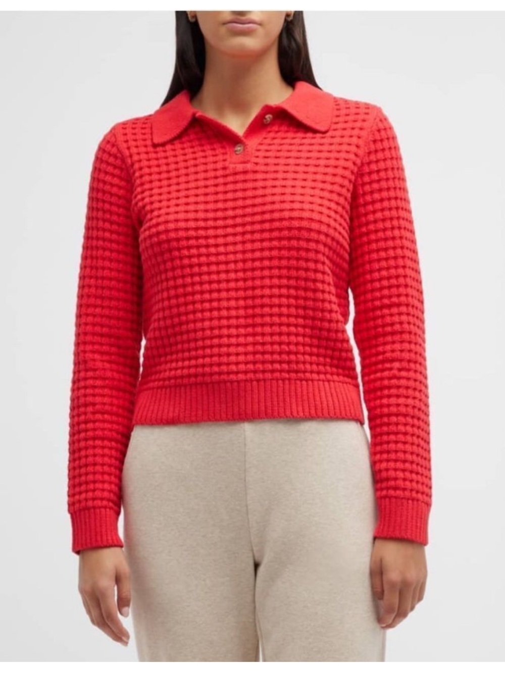 ONIA | Waffle Knit Cotton Sweater Polo